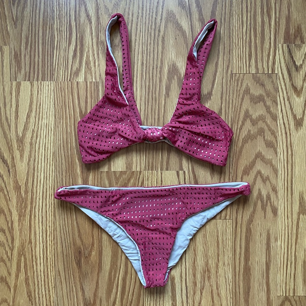 Acacia Swimwear Pink Textured Bikini Set